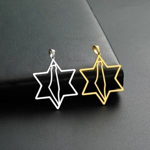 Ciondolo Mappa Stella di David in Acciaio Inossidabile Vuoto Religioso Israele Profilo Charm per Uomo Donna Gioielli Minimalisti