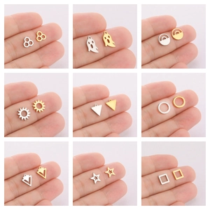 Edelstahl Minimalistisch DIY Schmuck Anhänger Galvanisiert Gold Silber Geist Dreieck Stern Bienenwabe Geometrische Charms