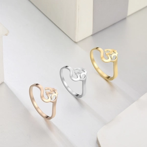 Stainless Steel Om Symbol Ring Gold Silver Plated Religious Yoga Meditation Aum Sign Band Ring Unisex Spiritual Jewelry