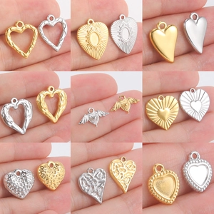 Pendentifs en Cœur en Acier Inoxydable Accessoires de Bijoux DIY Breloques en Cœur pour Colliers et Bracelets