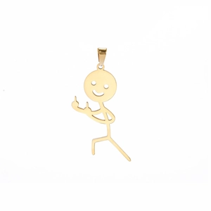 Goudkleurige spiegelgepolijste smiley-stokfiguur hanger voor DIY sieraden maken