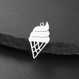 Ciondolo a forma di gelato in acciaio inossidabile placcato oro 18K per gioielli fai da te