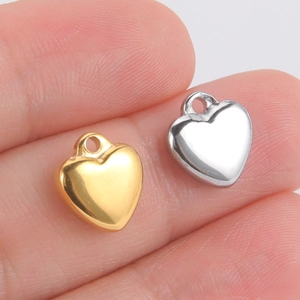 Macro de pendentifs en forme de cœur en acier inoxydable doré et argenté pour DIY