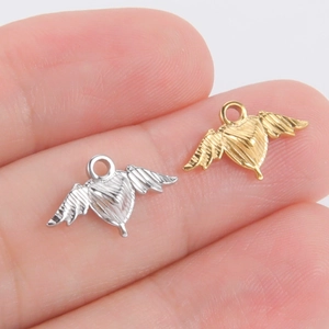 Détails de pendentifs cœur ailé en or et argent pour création de bijoux DIY