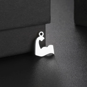 Mirror polished stainless steel muscular arm bicep pendant for fitness jewelry