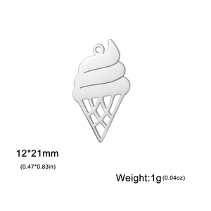Ciondolo a forma di cono gelato in acciaio inossidabile per gioielli DIY 12x21mm
