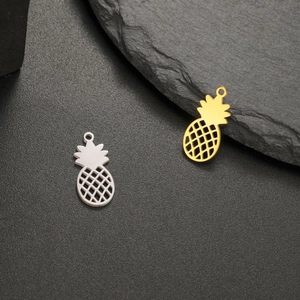 Hollow pineapple pendants in gold and silver steel finish for DIY jewelry making