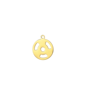 Gedetailleerde opname van gouden holle ronde hanger voor doe-het-zelf sieraden