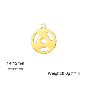 Gepolijste gouden roestvrijstalen holle cirkel hanger voor sieraden 14x12mm