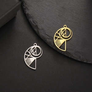 Pendentif Évidé Géométrique en Coquillage Acier Inoxydable Accessoire Bijoux DIY Charme Métallique Série Océan pour Collier
