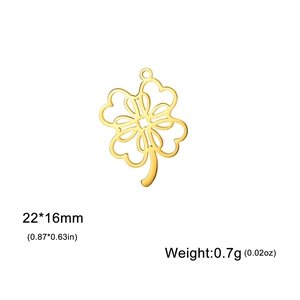 Goldener Edelstahl Kleeblatt-Anhänger für DIY-Schmuckherstellung, Größe 22x16mm
