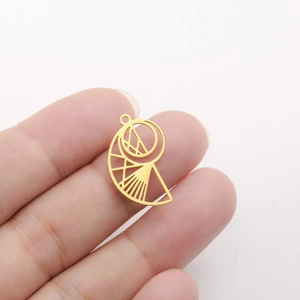 Pendentif coquillage géométrique plat en acier inoxydable doré pour création bijoux DIY