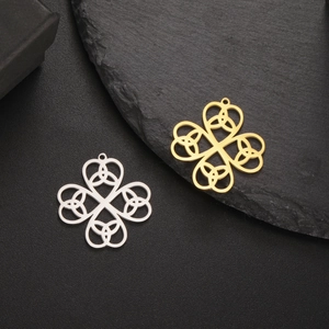 18K gold plated stainless steel Celtic knot clover pendants for DIY jewelry making