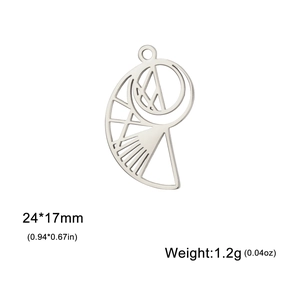 Pendentif coquillage en acier inoxydable au design abstrait d'éventail, taille 24x17mm
