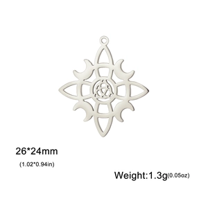 Pendentif nœud de sorcière en acier argenté, breloque géométrique 26x24mm pour bijoux DIY