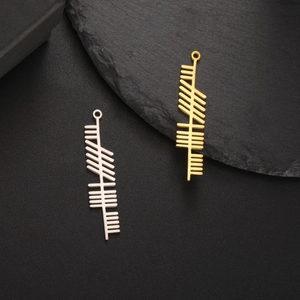 Stainless Steel Ogham Alphabet Pendant Minimalist Celtic Tree Bar Shape For DIY Jewelry Making Necklace Accessories Gift