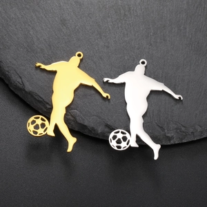 Dynamic soccer player silhouette charms in gold and silver finish for DIY jewelry making