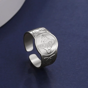 Vintage Edelstahl Wicca Keltischer Knoten Offener Ring Für Damen Herren Verstellbar Gotik Totem Amulett Modeschmuck Geschenk