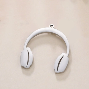Polished silver headphone pendant charm for trendy necklaces and DIY accessories