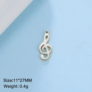 Silver treble clef charm pendant with 11x27mm size detail for DIY jewelry making