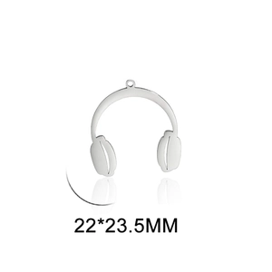 Silver headphone-shaped metal pendant charm with 22x23.5mm size for DIY jewelry making