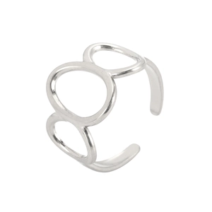 Details des minimalistischen offenen Rings mit drei verbundenen hohlen ovalen Formen