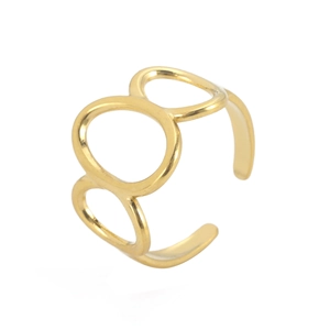 Minimalistischer vergoldeter Edelstahlring mit offenem hohlgeometrischem Kreisdesign
