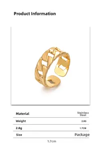 Detail specifications of 18K gold plated stainless steel chain ring with 1.7cm diameter