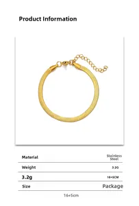 Dettaglio della catena serpente piatta dorata con specifiche lunghezza 16 più 5cm