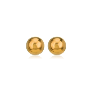 Minimalist high-polished golden stainless steel ball stud earrings with mirror finish