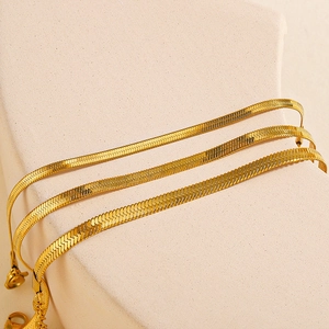 Set di tre catene piatte a serpente in acciaio inossidabile placcato oro per gioielli DIY