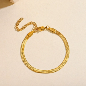 Bracciale a catena piatta a serpente in acciaio inossidabile dorato con chiusura