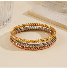 Bracciali a sfere in acciaio inossidabile lucido in oro, argento e oro rosa