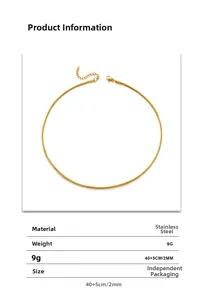 Especificaciones detalladas de la cadena de serpiente de acero inoxidable dorado con medidas