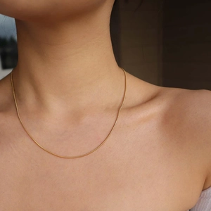Collar de Cadena de Hueso de Serpiente de Acero Inoxidable Minimalista para Mujer Joyería de Moda Hip Hop Chapada en Oro Plata