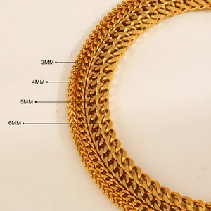 Gouden roestvrijstalen drakenbot ketting, tarweketting in 3mm, 4mm, 5mm en 6mm breedtes