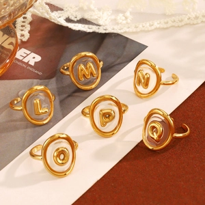 Anello Iniziale 26 Alfabeto in Acciaio Inossidabile Stile Ins Vintage per Donna Anello con Lettera Gonfia Regolabile Gioielli Moda Regalo di Compleanno