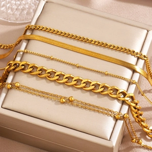 Minimalistische Roestvrijstalen Vergulde Enkelband Vrouwen INS Stijl Slang Cuban Kraalketting Verstelbare Strand Sieraden
