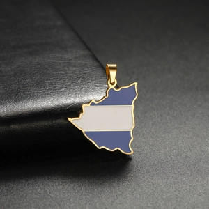 Stainless Steel Nicaragua Map Pendant National Flag Design Drip Oil DIY Jewelry Accessory Pendant Only Without Chain