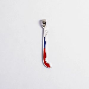 Detailed view of Croatia map pendant with red, white, and blue enamel flag colors