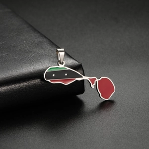 Saint Kitts and Nevis Map Pendant Stainless Steel 18K Gold Plated Enamel National Flag Charm For DIY Jewelry Necklace Pendant Only Without Chain