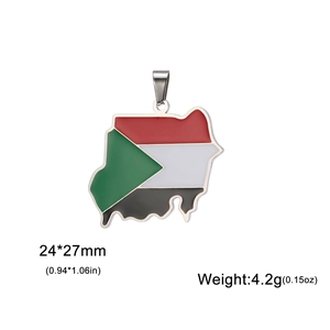 18K gold plated Sudan map pendant with national flag colors for jewelry making