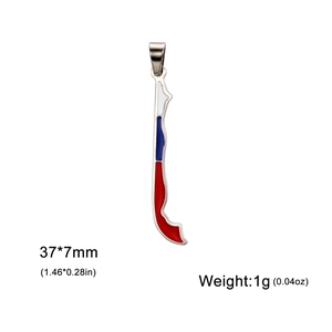 Vertical enamel flag pendant with dimensions 37x7mm and a lightweight 1g metal hook