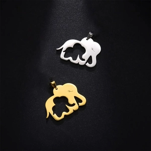 Stainless Steel Elephant Pendant For DIY Jewelry Making Accessories Gold Silver Plated Hollow Solid Animal Charms For Women Men