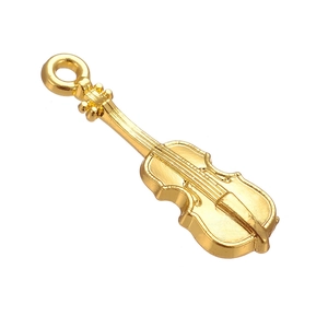 Vintage style gold violin charm pendant for DIY jewelry making and handmade accessories