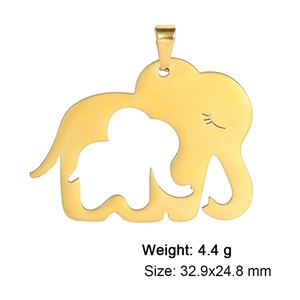 Polished 18K gold plated stainless steel hollow elephant pendant for DIY jewelry making