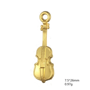 Vintage gold violin pendant 7.5x26mm in zinc alloy for DIY jewelry making