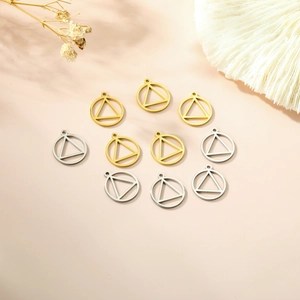 Pendentifs géométriques ronds et triangles en acier inoxydable plaqué or 18K pour bijoux
