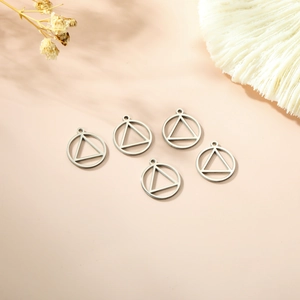 Lot de 5 breloques géométriques argentées rondes et triangle pour bijoux DIY