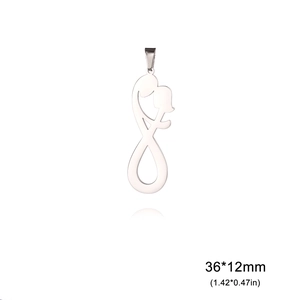 Polished stainless steel infinity hug pendant measuring 36x12mm for DIY jewelry making